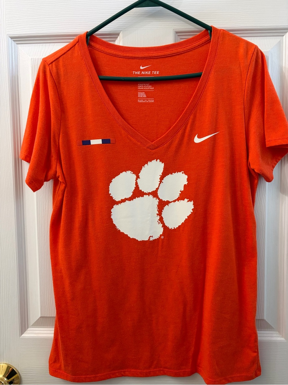 Nike Women's Clemson Tigers Stripe Bar Tri-Blend V-Neck T-Shirt